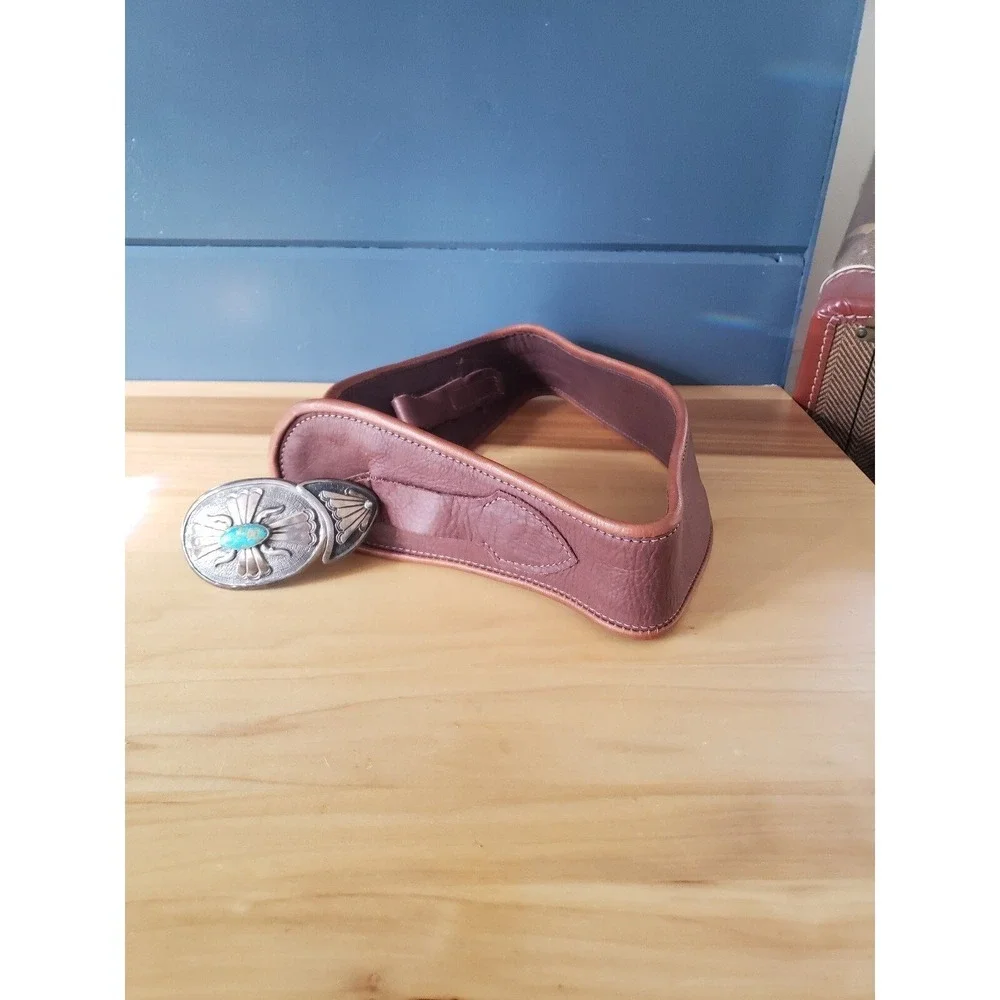 Vintage‎ Dee Morris Silver and Turquoise Leather Belt